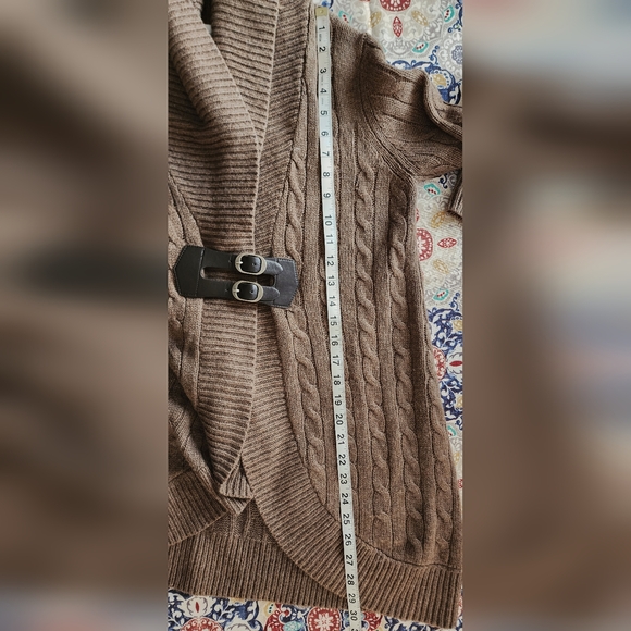 SOFT SURROUNDINGS Cardigan Angora‎ Blend Cable Knit Sweater PM Brown - Picture 6 of 6